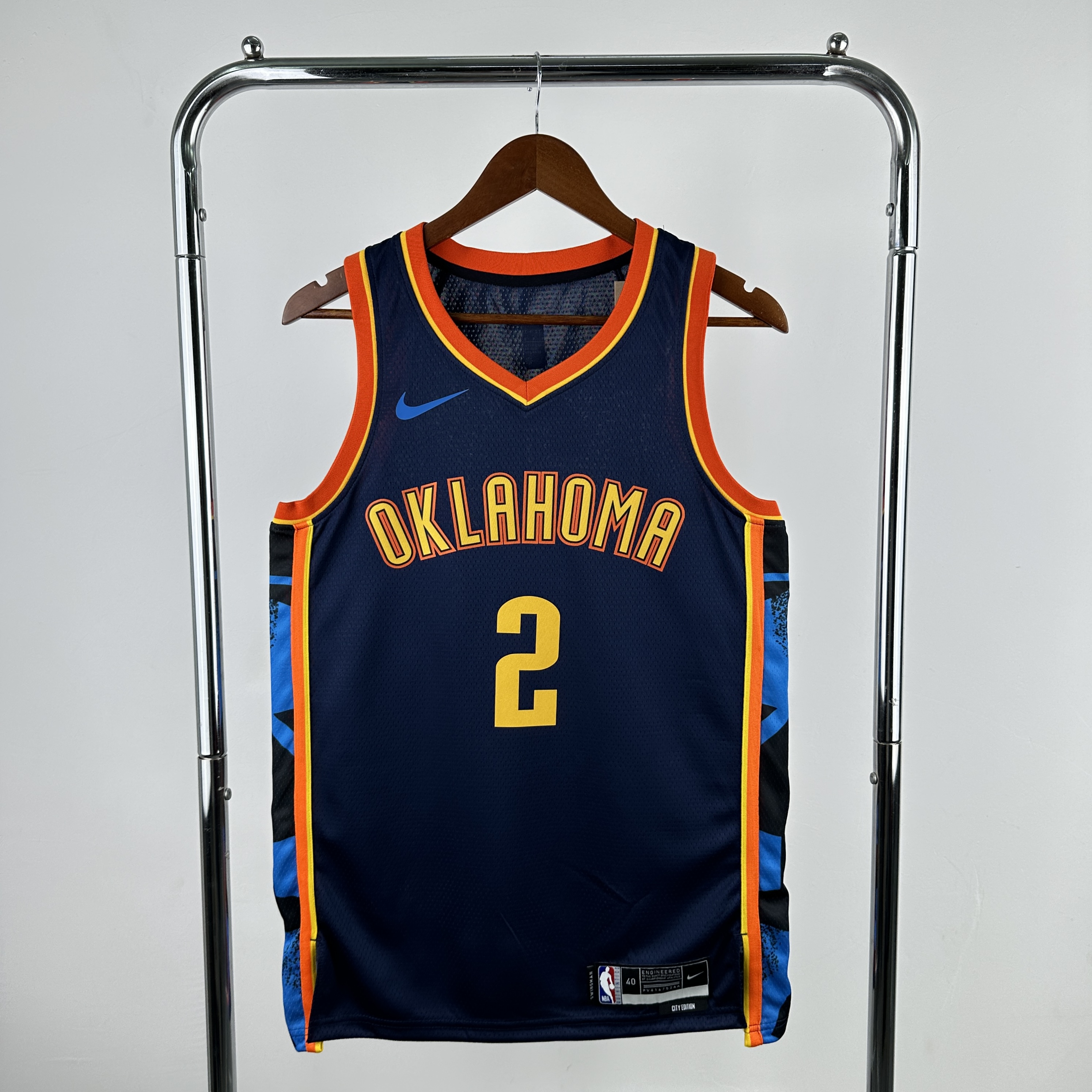 Men Oklahoma City Thunder #2 Shai Gilgeous-Alexander Drak Blue City Edition Season Nike 2025 NBA Jersey->phoenix suns->NBA Jersey